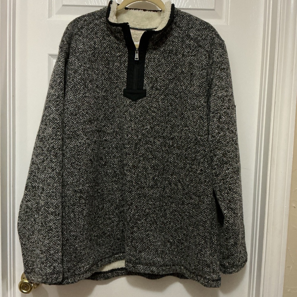 Orvis‎ 1/4 Zip Sherpa/Knit Pullover Men XXL Heather Gray Fishing Hiking Sweater
